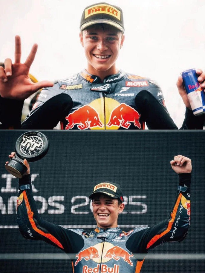 首登 MotoGP Moto3 頒獎台，恭喜！瓦倫丁！
